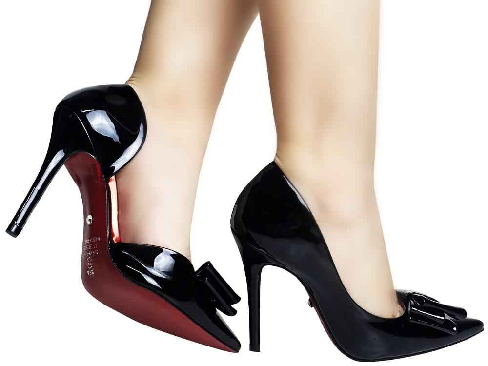 Scarpin Verniz Esmeralda Laço Long Beak Laço Salto 11cm
